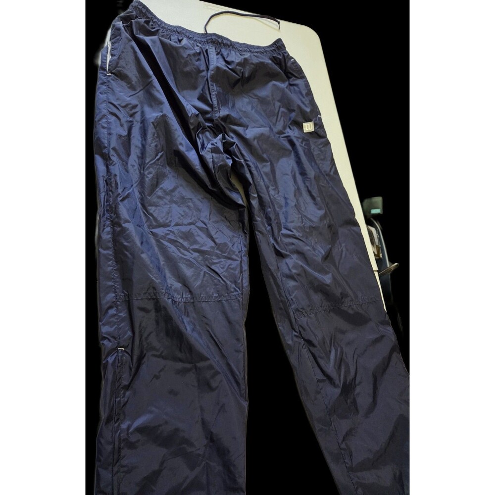 Wilson Vintage Navy Blue Nylon Windpants Track Pants XL Lined Athletic Warmup